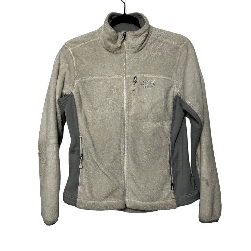Mountain Hard Wear White Long Sleeve Zip Up Fleece Jacket Women Small 1567